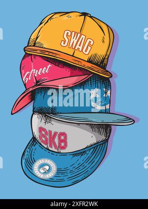 Illustration vectorielle faite à la main de bouchons empilés. Design modifiable en traits libres pour l'impression sur t-shirts, affiches et etc Illustration de Vecteur