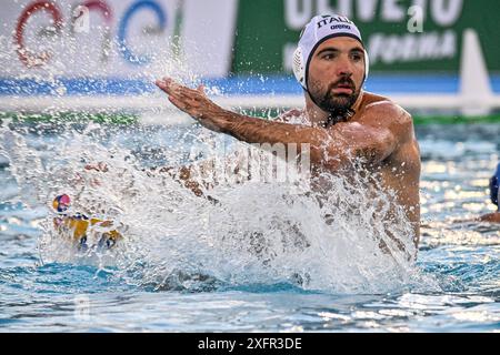 Lors de la Sardinia Cup 2024 - Italie vs Grèce, match international de waterpolo à Alghero, Italie, 04 juillet 2024 Banque D'Images