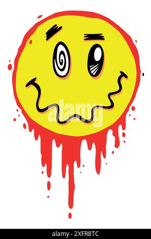 Illustration vectorielle de visage minimaliste avec de la peinture qui coule. Art dans un style dépouillé. Illustration de Vecteur