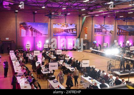 Blyth, Royaume-Uni - dépouillement et déclaration des résultats des élections générales britanniques pour les circonscriptions de Northumberland crédit : Jill ODonnell/Alamy Live News Banque D'Images