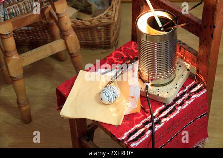 Europe, Roumanie. Bucovine, Moldovita, réputée pour ses œufs peints décoratifs pour les vacances de Pâques. 2016-10-22 Banque D'Images