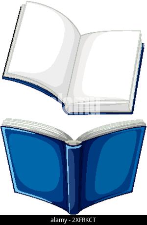 Illustration de livres bleus ouverts et fermés Illustration de Vecteur