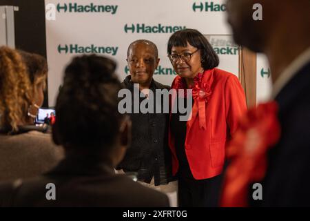 Londres, Royaume-Uni. 05 juillet 2024 en tant que Dianne Abbott, députée travailliste de Hackney North et Stoke Newington après sa réélection avec 23 355 voix aux élections générales britanniques de 2024. Crédit Milo Chandler/Alamy Live News Banque D'Images