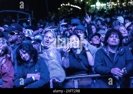 Roskilde, Danemark. 04 juillet 2024. La chanteuse britannique PinkPantheress se produit à l'Arena Scene au Roskilde Music Festival, au Danemark, le jeudi 4 juillet 2024. Crédit : Ritzau/Alamy Live News Banque D'Images