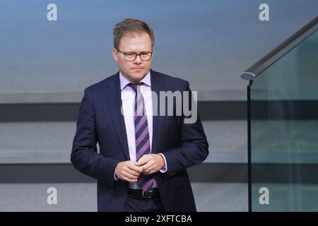 Berlin, Deutschland, 05.07.2024, Deutscher Bundestag : 182. Bundestagssitzung : Ostbeauftragter Carsten Schneider, SPD *** Berlin, Allemagne, 05 07 2024 Bundestag allemand 182 Représentant du Bundestag pour l'Europe de l'est Carsten Schneider, SPD Copyright : xdtsxNachrichtenagenturx dts 43497 Banque D'Images