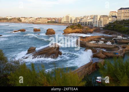 Port de pêche, Vieux Port, Côte Basque, Biarritz, Aquitaine, Pays Basque, Pyrénées Atlantiques, 64, France. Banque D'Images