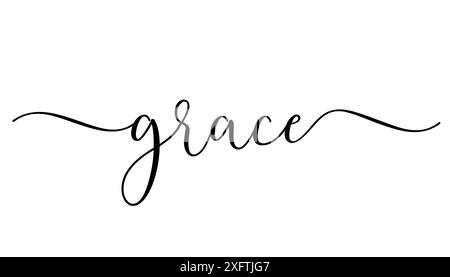 Grace, calligraphie religieuse au pinceau. Titus 2 11, conception vectorielle de typographie chrétienne pour t-shirt ou souvenirs Illustration de Vecteur