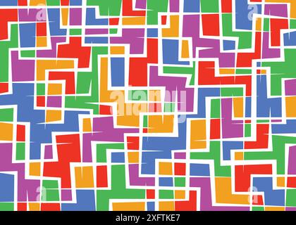 Motif de lignes géométriques abstraites rétro. Arrière-plan coloré de motif vectoriel Illustration de Vecteur