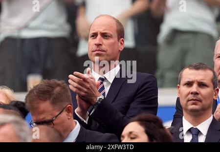 Photo du dossier datée du 20/06/24 du Prince de Galles, qui participera samedi au quart de finale de l’Euro 2024 de l’Angleterre contre la Suisse, a confirmé le Palais de Kensington. Date d'émission : vendredi 5 juillet 2024. Banque D'Images