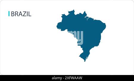MAP of BRAZIL, carte de l'Amérique du Sud, région de l'Amérique du Sud, montrant ses états et villes, avec le nom, carte du monde, Illustration de Vecteur
