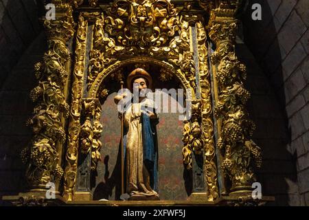 Roncesvalles, chapelle Santiago, Collégiale royale de Santa María de Roncesvalles, route de Santiago, Navarre, Espagne. Banque D'Images