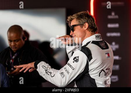 Silverstone, Royaume-Uni. 04 juillet 2024. Brad Pitt (USA) acteur sur la suite 'APX GP' pour la promotion cinématographique le jour 1, jeudi 4 juillet 2024 du Grand prix britannique 2024 de formule 1 qatar Airways, prévu sur le circuit de silverstone du 5 au 7 juillet 2024 (photo par Alessio de Marco/Sipa USA) crédit: Sipa USA/Alamy Live News Banque D'Images