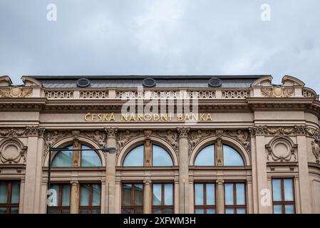 Siège de la Banque nationale tchèque (Ceska narodni banka, CNB), banque centrale de la République tchèque, à Prague, République tchèque, le 4 juillet 2024 Banque D'Images