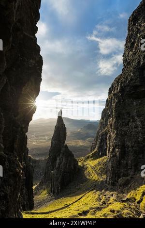 The Needle, Quiraing, Péninsule Trotternish, Île de Skye, Hébrides intérieures, Écosse, Royaume-Uni. Janvier 2014. Banque D'Images