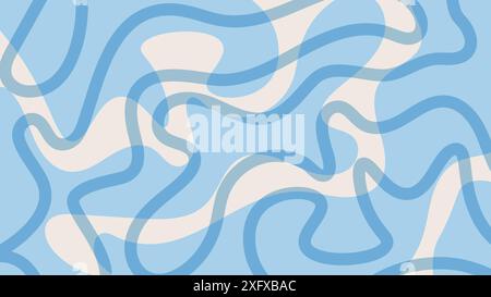 Fond abstrait simple avec motif ondulé bleu. Toile de fond tendance groovy dans le style rétro des années 60-70. Motif ondulé sympa Illustration de Vecteur