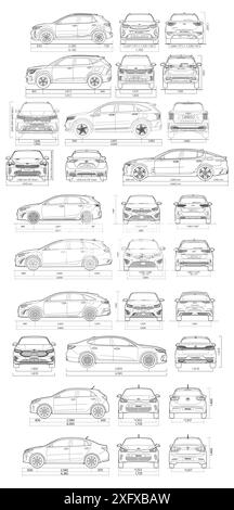 Collection de modèles de voiture KIA 2023 Illustration de Vecteur