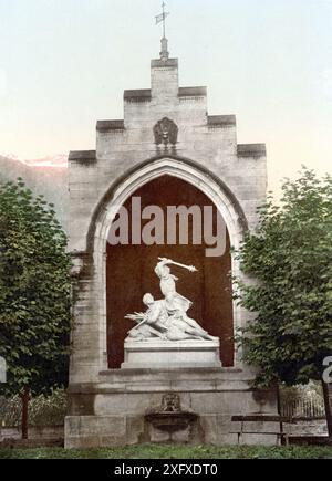 Winkelried Denkmal in Stans, Kanton Nidwalden in der Schweiz / Winkelried Monument, Stans, Unterwald, Switzerland, Historisch, Digital restaurierte Reproduktion von einer Vorlage aus dem 19. Jahrhundert, date du dossier non précisée Banque D'Images