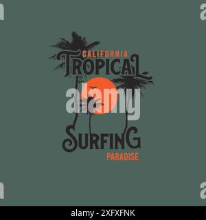 californie rétro surf plage typographie palmier design Illustration de Vecteur