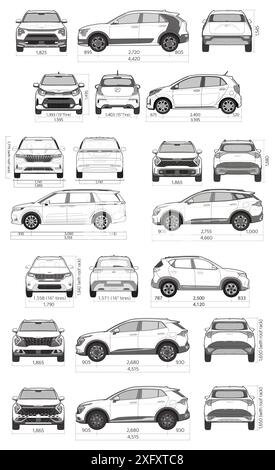 Collection de modèles de voiture KIA 2023 Illustration de Vecteur