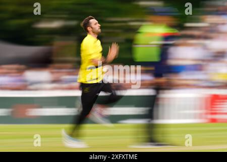 Cheltenham, Royaume-Uni, 5 juillet 2024. Matt Taylor du Gloucestershire lors du Vitality Blast match entre le Gloucestershire et les Kent Spitfires. Crédit : Robbie Stephenson/Gloucestershire Cricket/Alamy Live News Banque D'Images