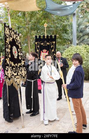 Dimanche des palmiers, préparation, rassemblement, Parc Emilio Villanueva, tradition, douanes, Semana Santa, Elche, Alicante, autonomie de Valence, Espagne Banque D'Images