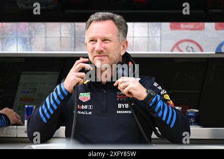 Circuit de Silverstone, Northamptonshire, Royaume-Uni. 5 juillet 2024. Formula 1 2024 Qatar Airways British F1 Grand Prix ; Journée des essais libres ; Christina Horner Head ou Red Bull Racing lors de la deuxième séance d'essais crédit : action plus Sports/Alamy Live News Banque D'Images