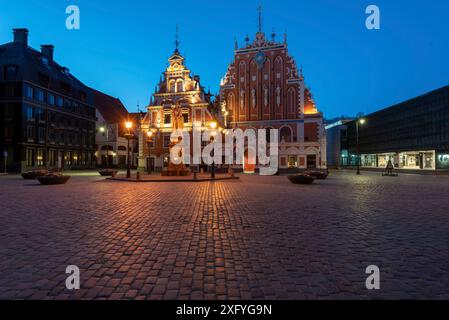 Maison des points noirs sur la place de la mairie, monument, Riga, Lettonie Banque D'Images