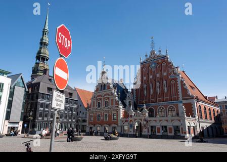 Maison des points noirs sur la place de la mairie, monument, Riga, Lettonie Banque D'Images