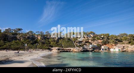 Baie de Cala Llombards, région de Migjorn, Majorque, Îles Baléares, Espagne, Europe Banque D'Images