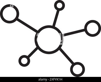 Icône de ligne de molécule. Symbole de contour de l'ADN. Concept de connexion Atom. Vecteur isolé sur blanc Illustration de Vecteur