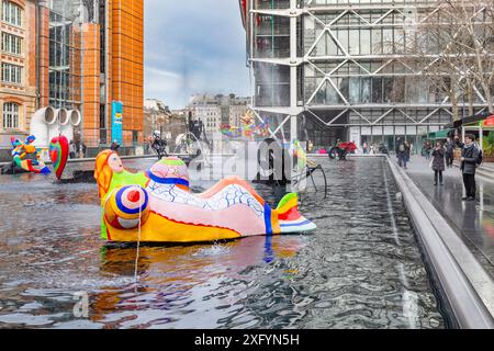 Fontaine Stravinsky au Centre George Pompidou, Châtelet-les-Halles, Paris, Ile de France, France Banque D'Images