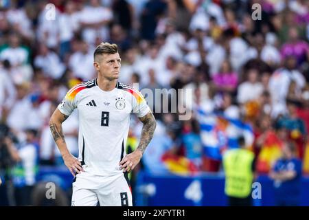 Stuttgart, Allemagne. 05 juillet 2024. L'allemand Toni Kroos a été déçu lors du match de quart de finale Espagne contre Allemagne au Championnat d'Europe de l'UEFA 2024. Crédit : Mika Volkmann/Alamy Live News Banque D'Images