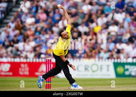 Cheltenham, Royaume-Uni, 5 juillet 2024. Matt Taylor du Gloucestershire lors du Vitality Blast match entre le Gloucestershire et les Kent Spitfires. Crédit : Robbie Stephenson/Gloucestershire Cricket/Alamy Live News Banque D'Images