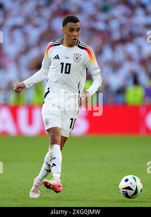 L’Allemand Jamal Musiala lors de l’UEFA Euro 2024, quart de finale à la Stuttgart Arena de Stuttgart, Allemagne. Date de la photo : vendredi 5 juillet 2024. Banque D'Images