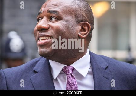 Londres, Royaume-Uni. 05 juillet 2024. David Lammy, ministre des Affaires étrangères. Les politiciens du parti travailliste arrivent et partent du 10 Downing Street. Le nouveau premier ministre du Royaume-Uni, Sir Keir Starmer, a pris ses fonctions aujourd'hui et a nommé les principaux postes ministériels pour former son gouvernement cet après-midi. Crédit : Imageplotter/Alamy Live News Banque D'Images