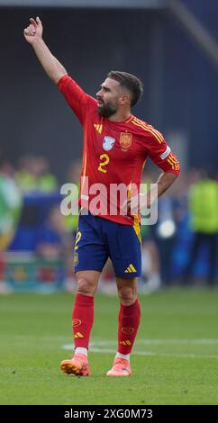 L’Espagnol Dani Carvajal lors de l’UEFA Euro 2024, quart de finale à la Stuttgart Arena de Stuttgart, Allemagne. Date de la photo : vendredi 5 juillet 2024. Banque D'Images