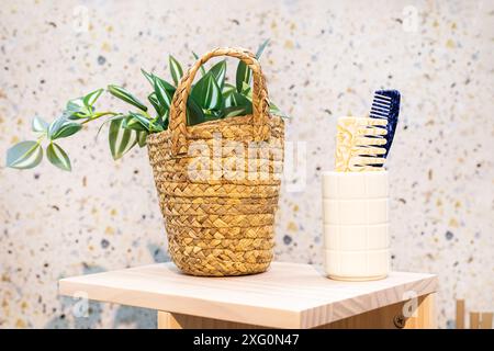 intérieur moderne avec tentures dans la salle de bain Banque D'Images