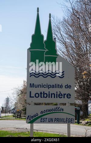 Bienvenue à la municipalité de Lotbinière signe sur QC 132 à Québec, Canada Banque D'Images