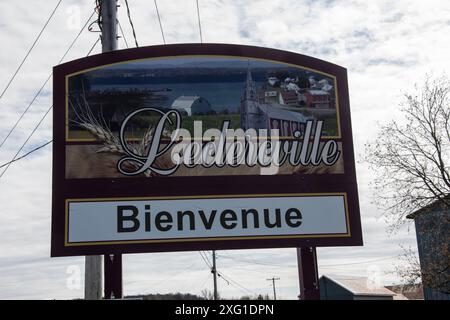 Bienvenue à Leclercville signe sur QC 132 à Québec, Canada Banque D'Images