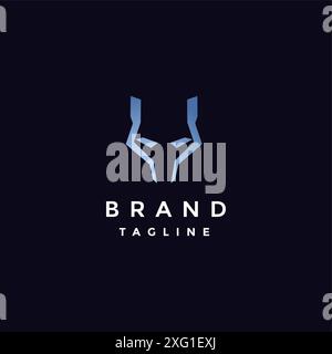 Logo silhouette visage de loup sauvage. Design de logo ligne silhouette de tête de loup simple. Illustration de Vecteur