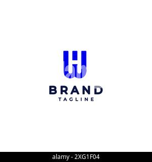 Lettre initiale H à l'intérieur du logo W. Lettre initiale simple W avec H dans l'espace négatif. Illustration de Vecteur