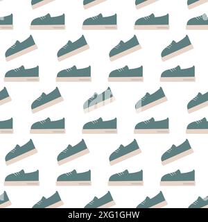 Chaussures à lacets stylisées dans un motif sans couture tendance de teintes douces. Texture abstraite de toile de fond. Idée promo. EPS d'isolation vectorielle. Emballage, papier peint ou web, cartes, affiche, bannière, étiquette, concept de conception de prix Illustration de Vecteur