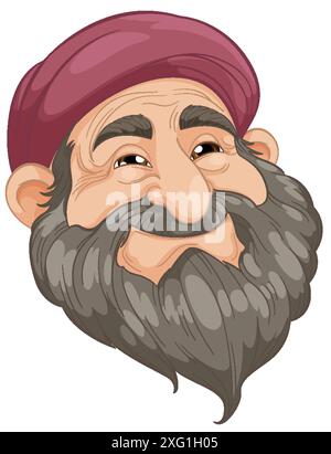 Homme âgé heureux avec un chapeau rouge Illustration de Vecteur