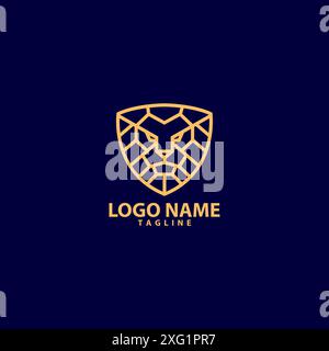 vecteur de conception de logo de ligne de bouclier de lion Illustration de Vecteur