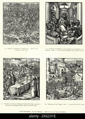 Maximilien Ier, empereur romain germanique, histoire militaire médiévale allemande, Guerre, 1485, XVe siècle du Weifskunig par Hans Burgkmair. Banque D'Images