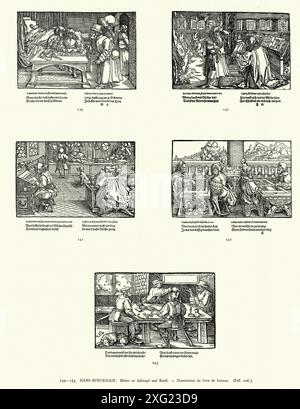 Histoire médiévale, gravures sur bois allemandes, art de la Renaissance, XVe siècle du Livre de Fortune de Hans Burgkmair. Banque D'Images