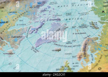 Ancienne carte de l'Arctique avec les frontières entre les Etats-Unis et l'URSS (actuellement Fédération de Russie) Banque D'Images