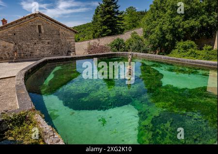 Trisulti Charterhouse est un monastère situé dans la municipalité de Collepardo, dans la province de Frosinone. Il est reconnu monument national Banque D'Images