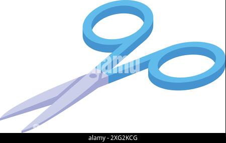 Ciseaux à ongles bleus ouverts dans une illustration isométrique Illustration de Vecteur