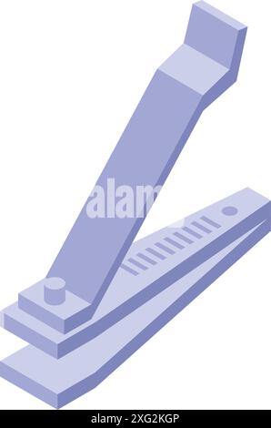 Cette icône isométrique présente un coupe-ongles en acier ouvert, mettant en valeur ses bords tranchants Illustration de Vecteur